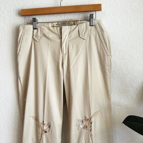 Biya Johnny Was Embroidered Flare Trousers Pants Size 4 Mid Rise Boho Hippie - Picture 2 of 12
